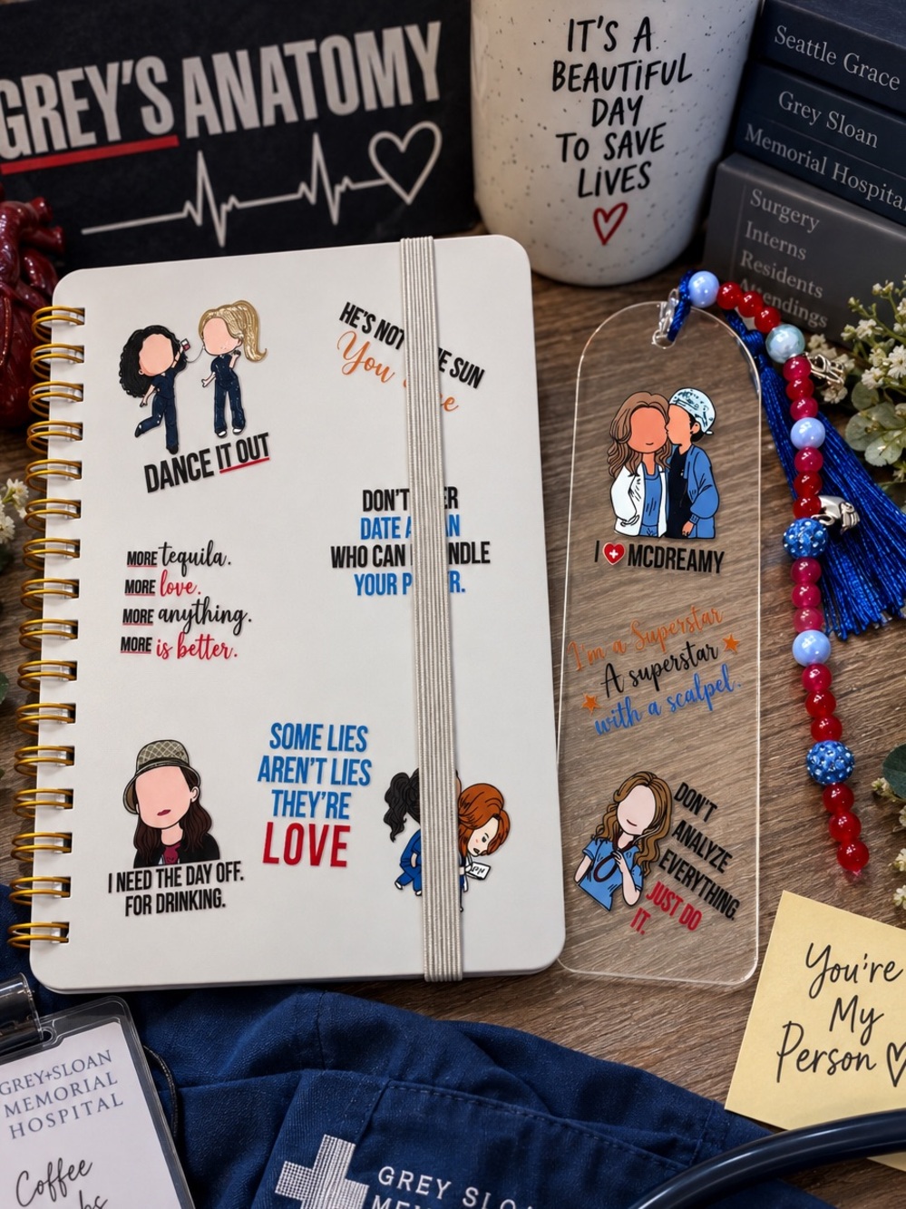 Hospital tv show fandom vibes bookmark/notebook bundle handcrafted by me